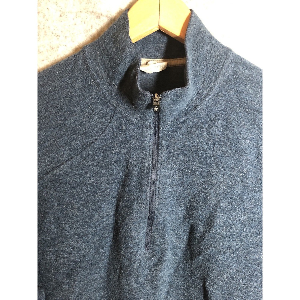 Smartwool Jacket Large Blue Heather 1/4 Zip Pullover Merino Wool Elbow Pads